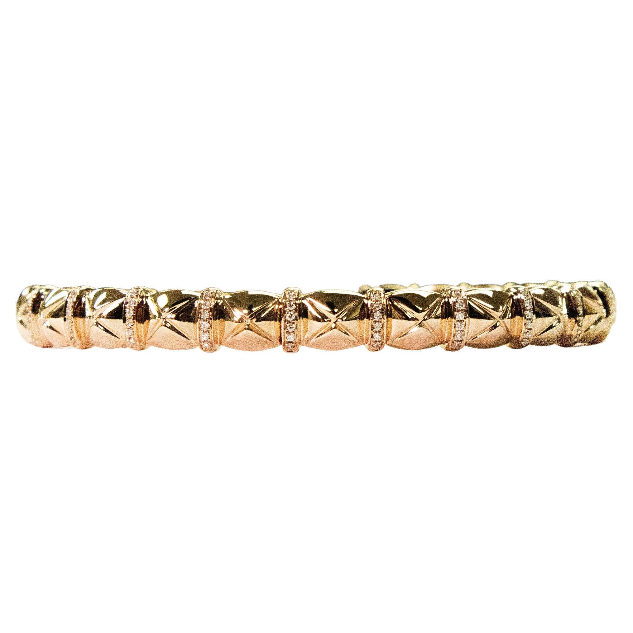 18K Rose Gold Classic Diamond Bangle with Natural Diamonds  IdunnCollections For Sale