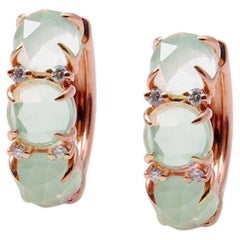 18K Rose Gold Clip-On Earrings with Diamonds and Moonstones