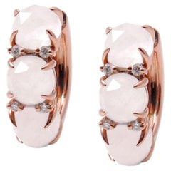 18K Rose Gold Clip-On Earrings with Diamonds & Quartz by Pradera