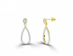 Boucles d'oreilles en or 18k avec diamant en grappe Boucles d'oreilles en forme de larme de diamant