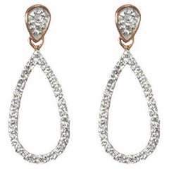 18k Rose Gold Cluster Diamond Earrings Diamond Teardrop Stud Earrings