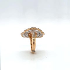 18K Rose Gold Cocktail Ring Featuring Rose Cut Round and Pear Shape Diamonds