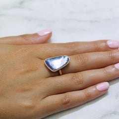 18K Rose Gold Cocktail Ring w/Lapis Lazuli, Mother of Pearl, Amethyst & Diamonds