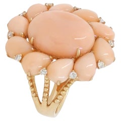 hk 5342 g 18K Rose Gold Coral Diamond Ring