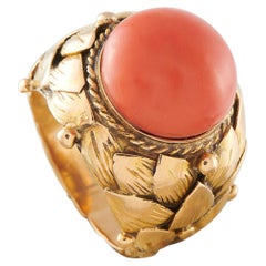 18K Rose Gold Coral Ring MF28-050426