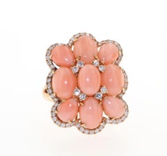 Angel Skin Coral Diamond Ring in 18 Karat Rose Gold