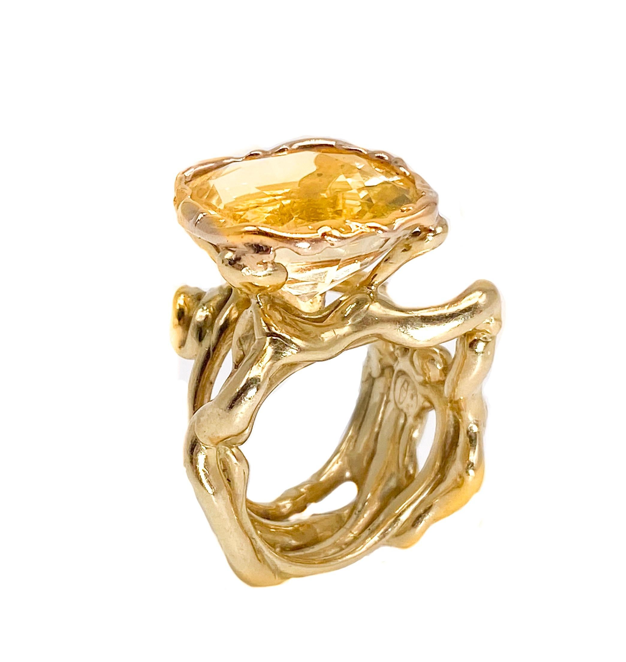 Contemporary 18 Karat Rose Gold Corteccia Ring With Citrine