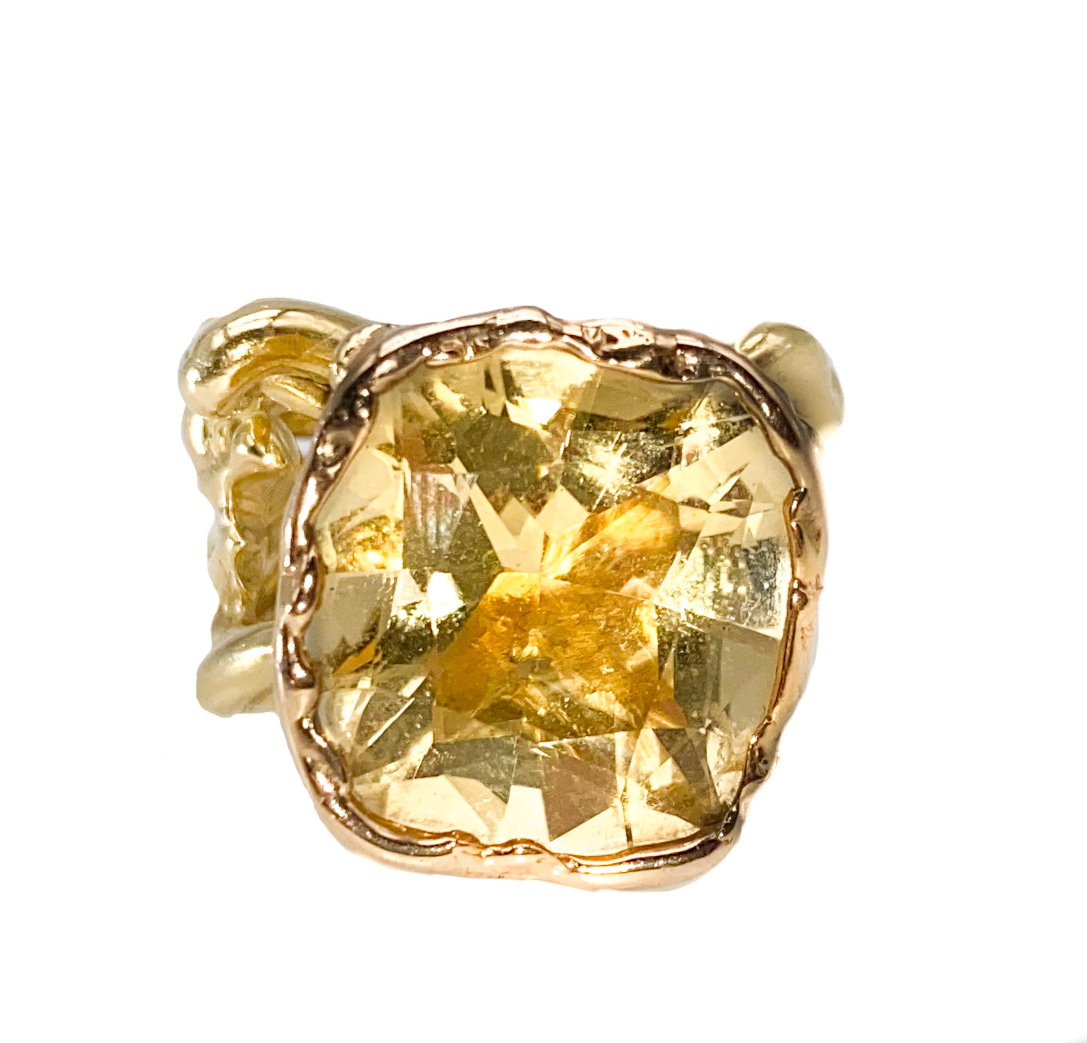 18 Karat Rose Gold Corteccia Ring With Citrine In New Condition In Milan, IT