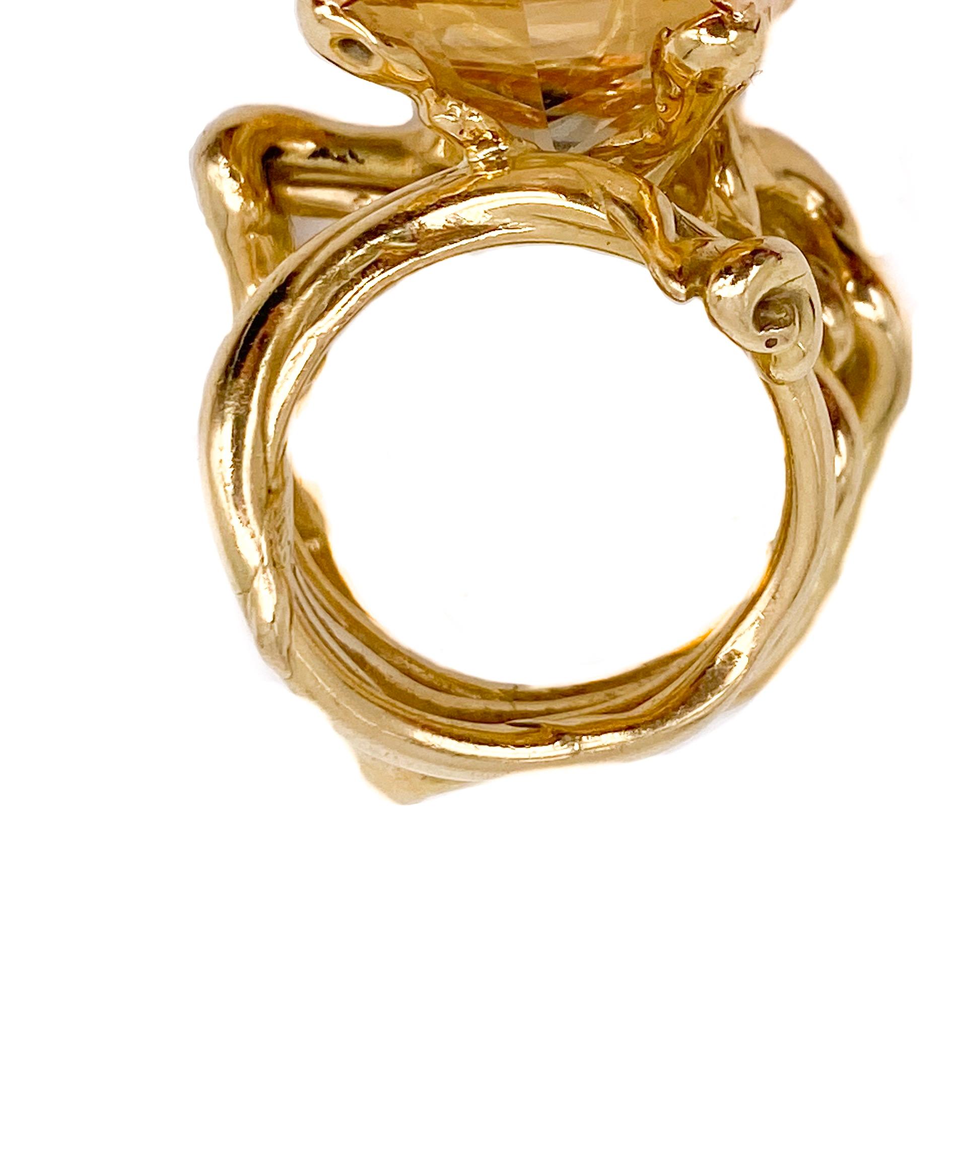 Women's 18 Karat Rose Gold Corteccia Ring With Citrine