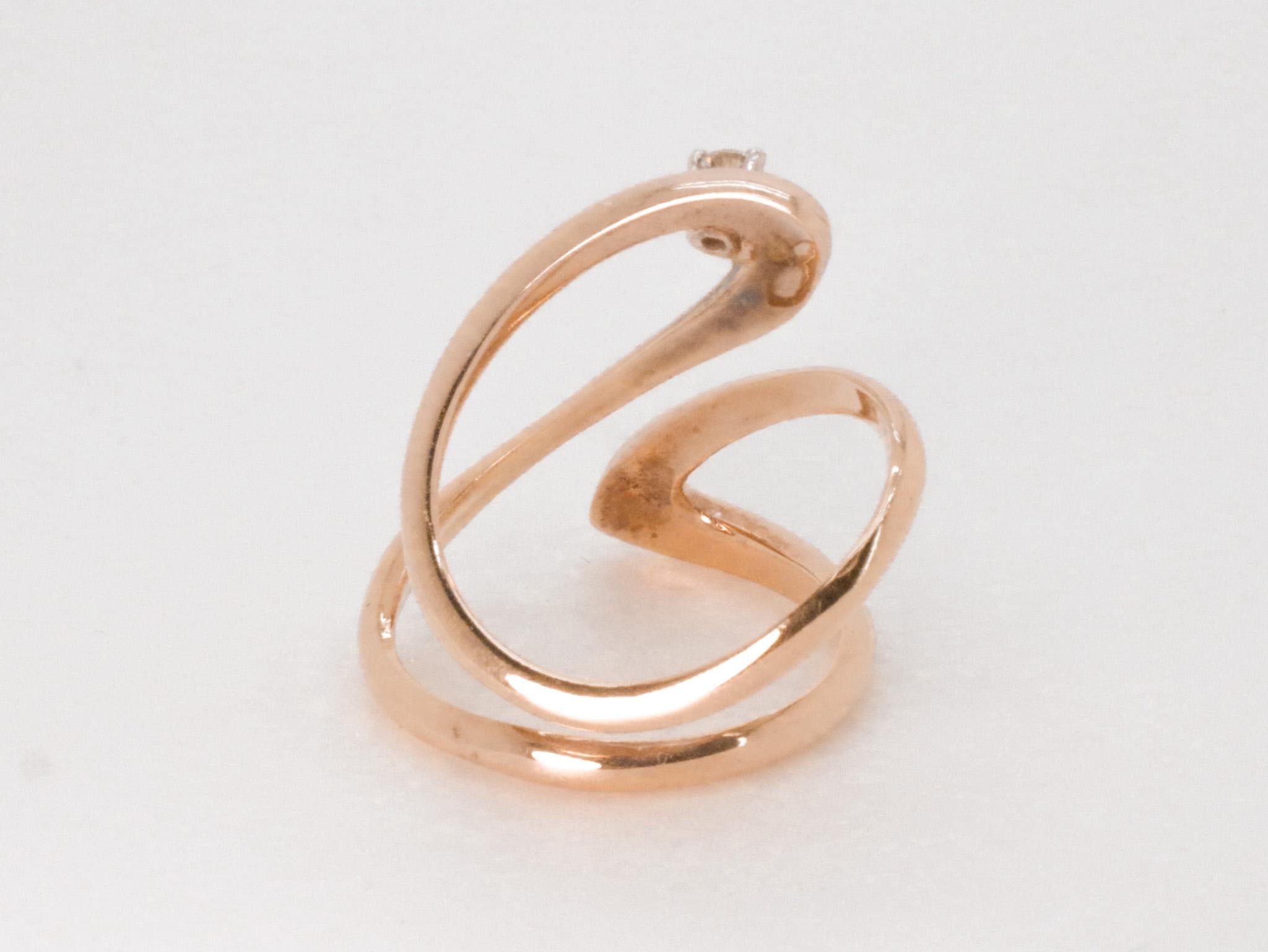 18K Rose Gold Cosmic Design 0.10 carat White Diamond Bold Engagement Ring For Sale 2