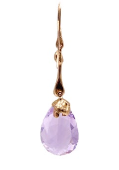 18 Karat Rose Gold Cotton Fiocc Earrings with Light Amethyst