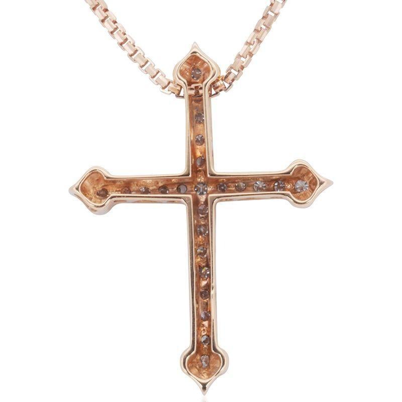 Pendentif croix en or rose 18 carats avec diamants Pour femmes en vente