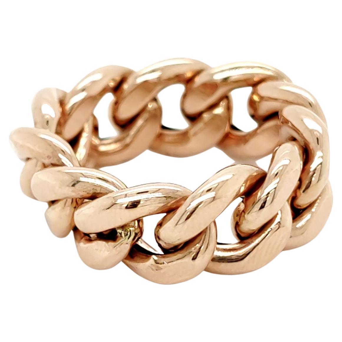 18K Rose Gold Cuban Fashion Ring For Sale