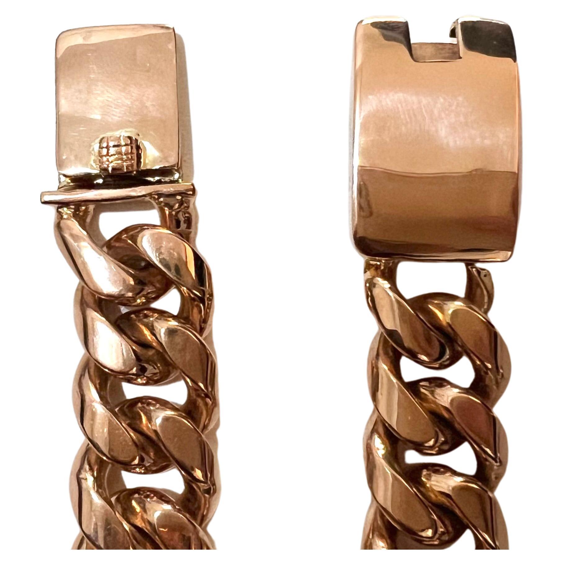  Collier à maillons cubains en or rose 18k Unisexe 