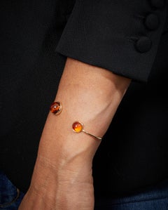 Pulsera brazalete de oro rosa de 18 quilates con citrinos talla cabujón de 8,94 quilates