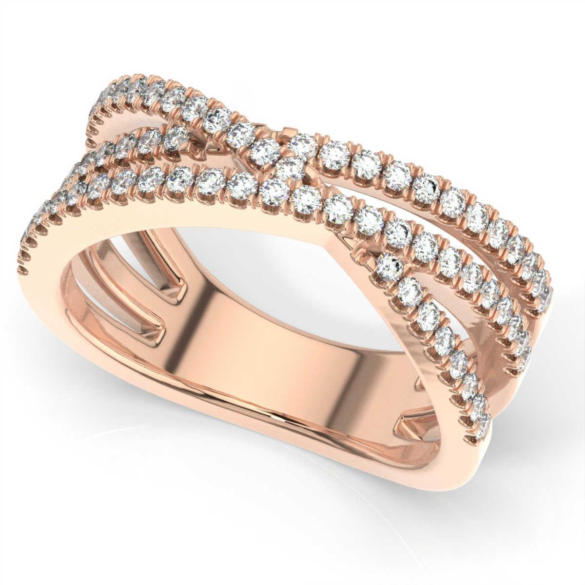 Round Cut 18 Karat Rose Gold Dahlia Interweave Diamond Ring '1/2 Carat' For Sale