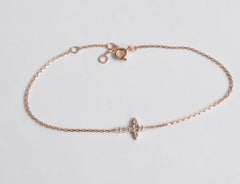 18k Gold Dainty Cross Bracelet Tiny Cross Diamond Bracelet