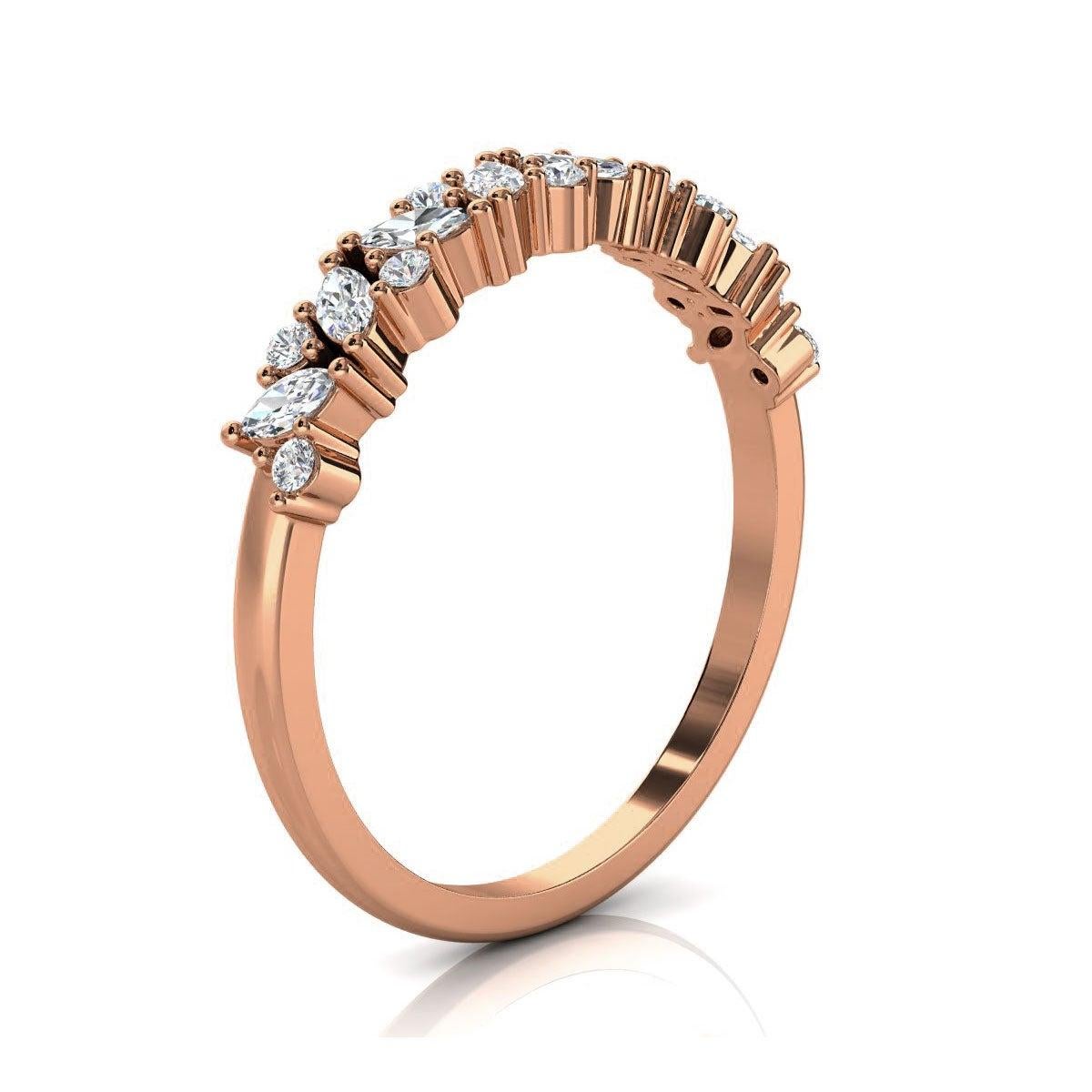 For Sale:  18k Rose Gold Delicate Nianna Marquise & Round Diamond Ring '1/3 Ct. tw' 2