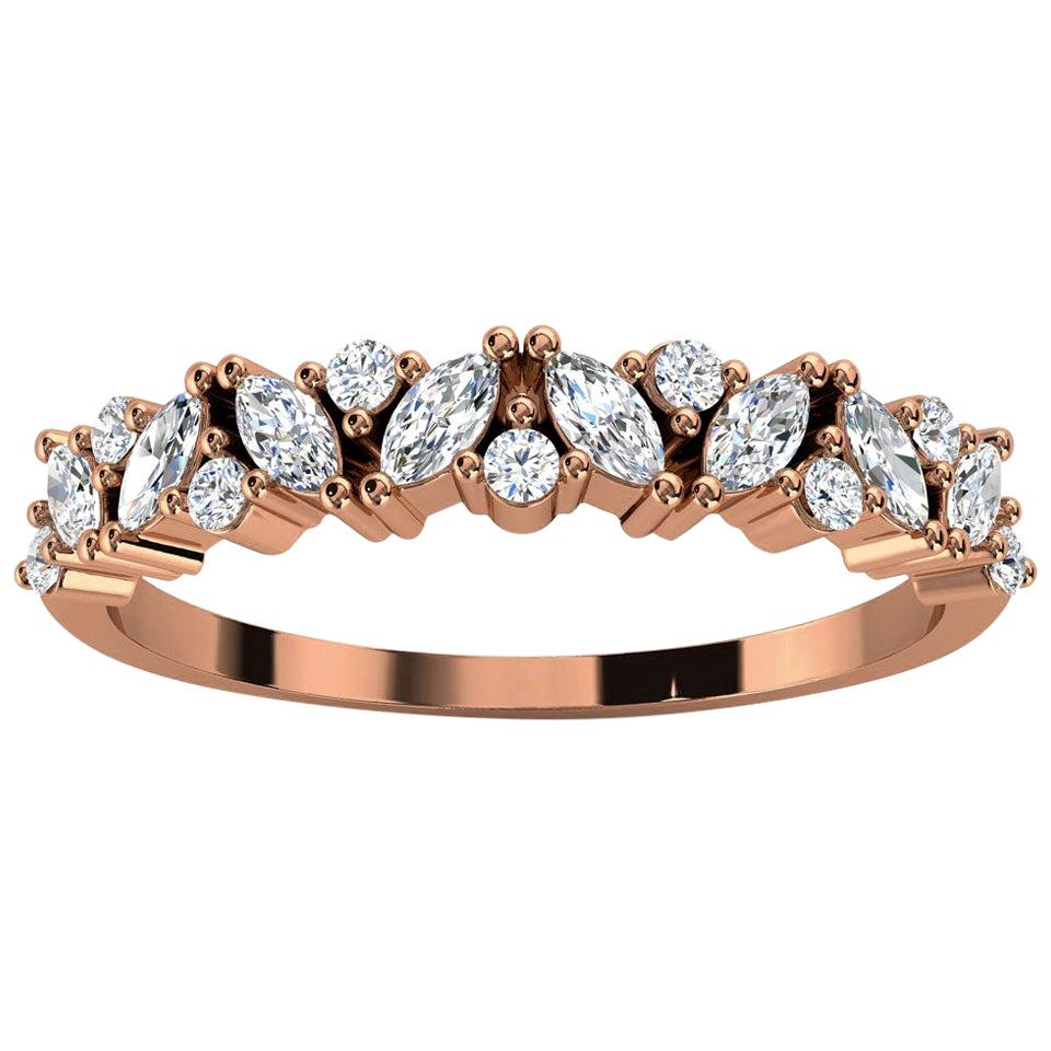 For Sale:  18k Rose Gold Delicate Nianna Marquise & Round Diamond Ring '1/3 Ct. tw'