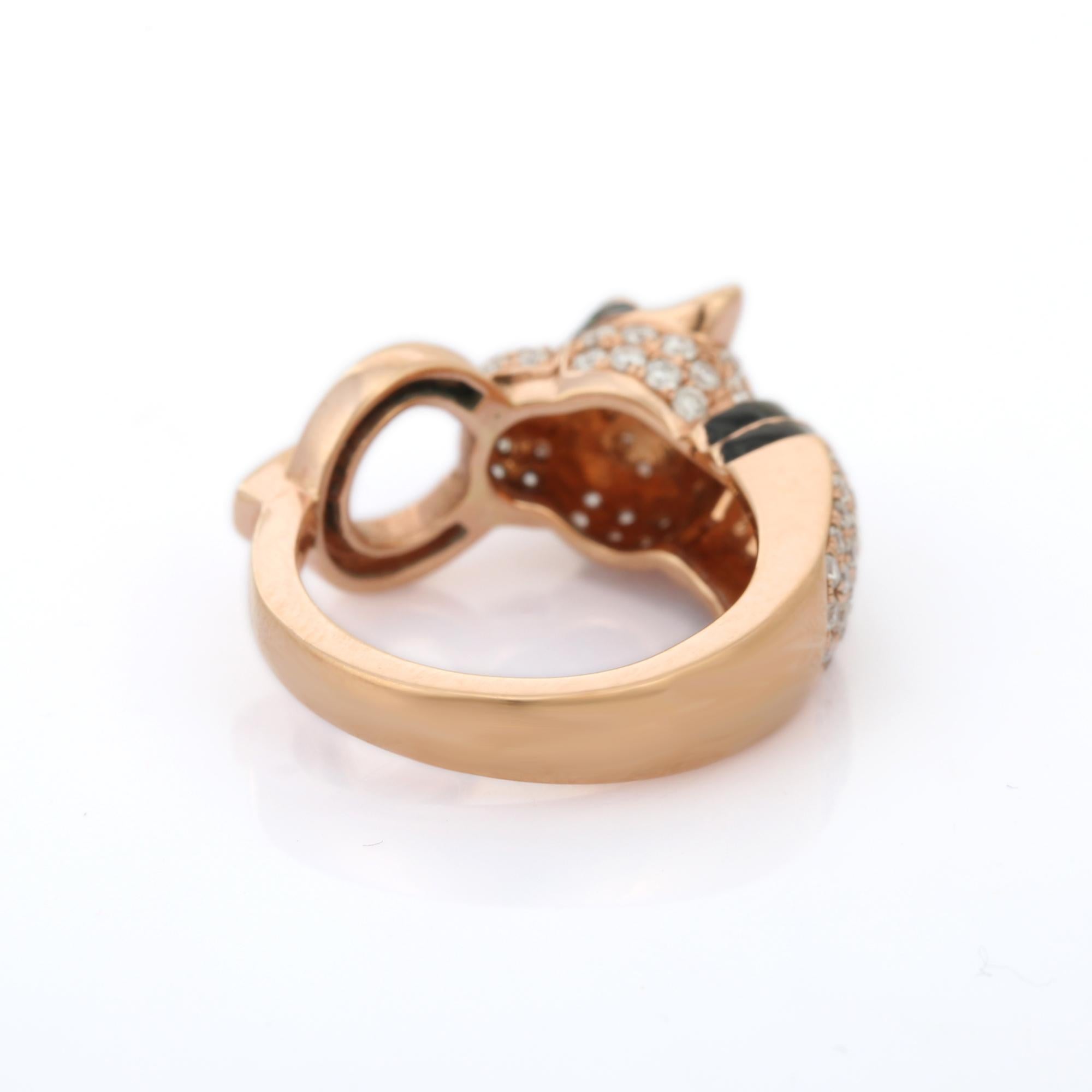 For Sale:  18K Rose Gold Iconic Panther Ring with Tsavorite and Diamond 5