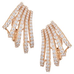 18k Rose Gold Diamond 5-Row Cuff Earrings