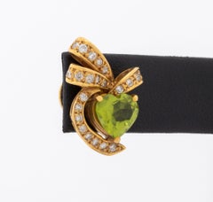 18K Rose Gold, Diamond, and Heart-Form Peridot Earrings