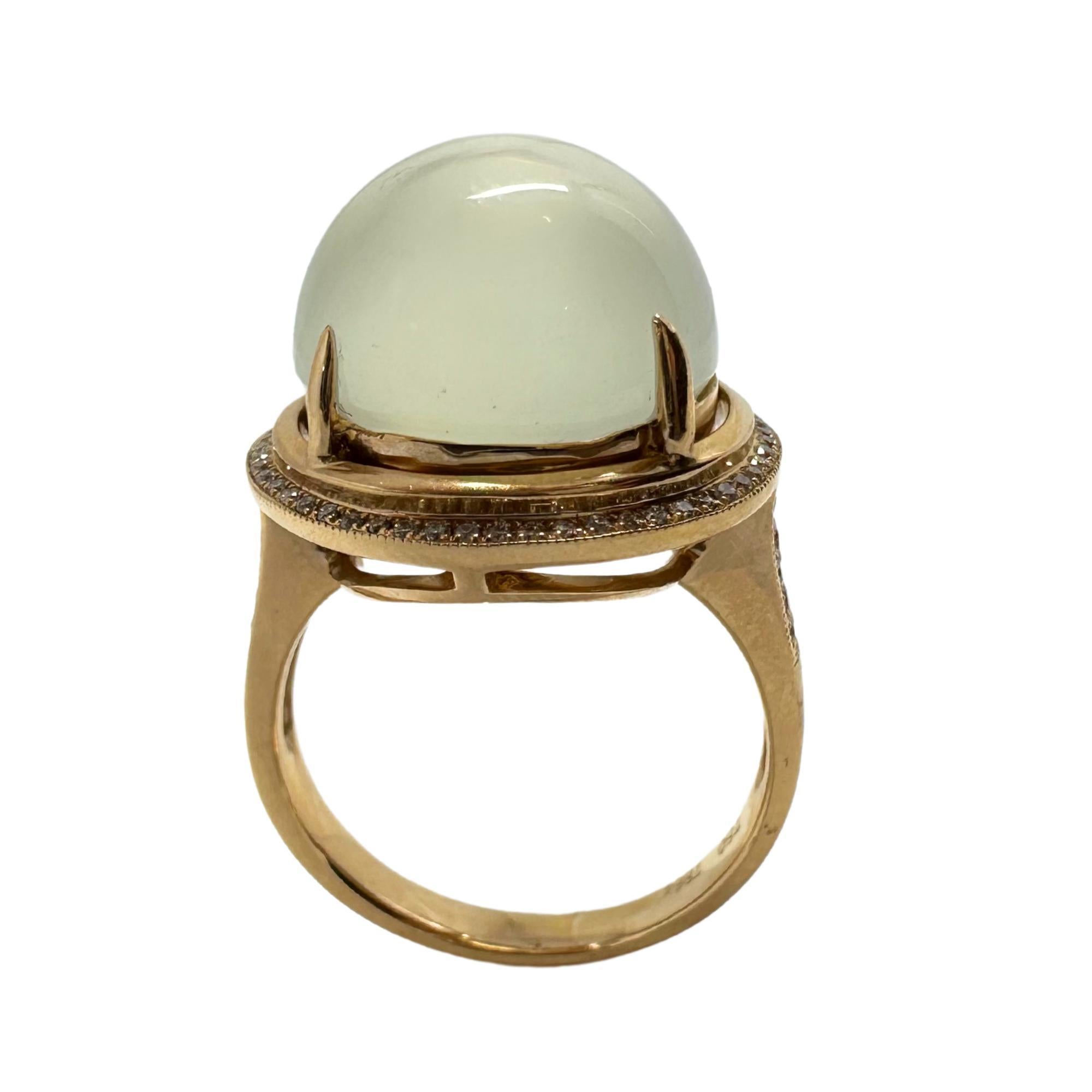 Round Cut 18K Rose Gold Diamond and Moonstone Cocktail Ring For Sale