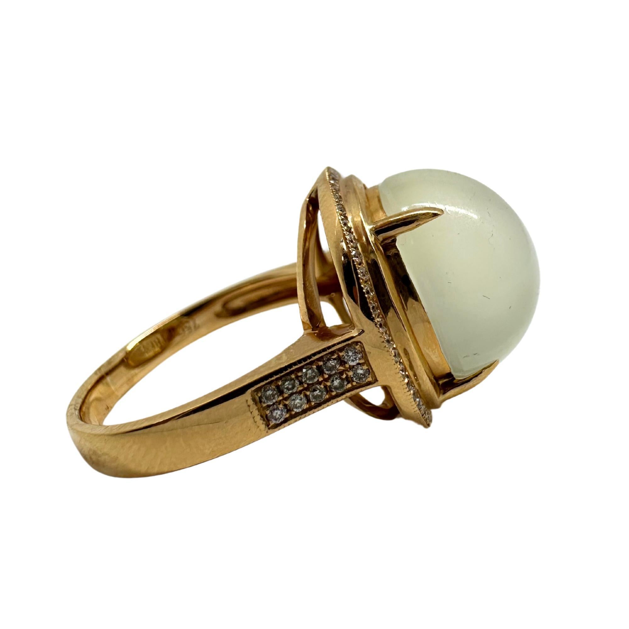 18K Rose Gold Diamond and Moonstone Cocktail Ring In Good Condition For Sale In New York, NY