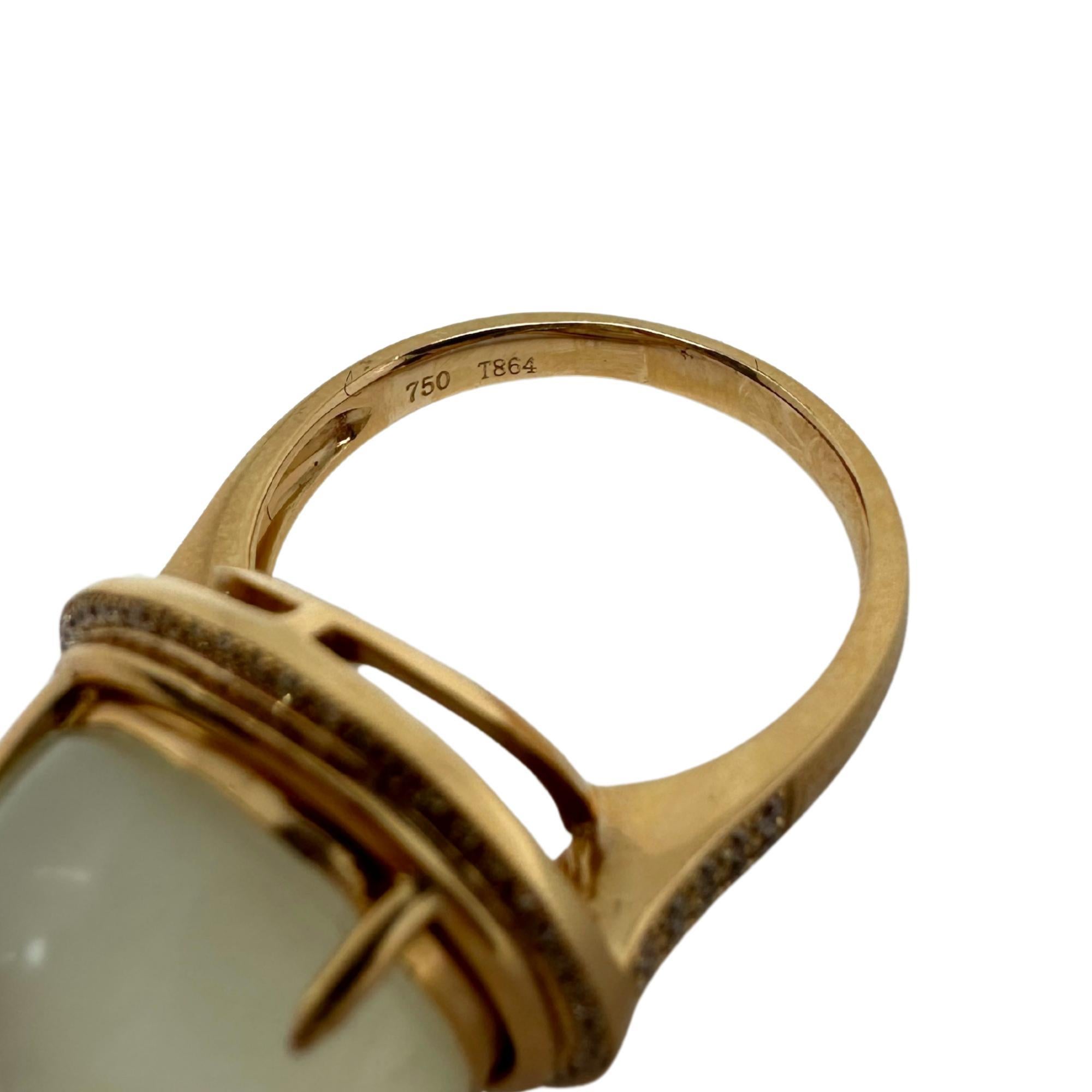 18K Rose Gold Diamond and Moonstone Cocktail Ring For Sale 1
