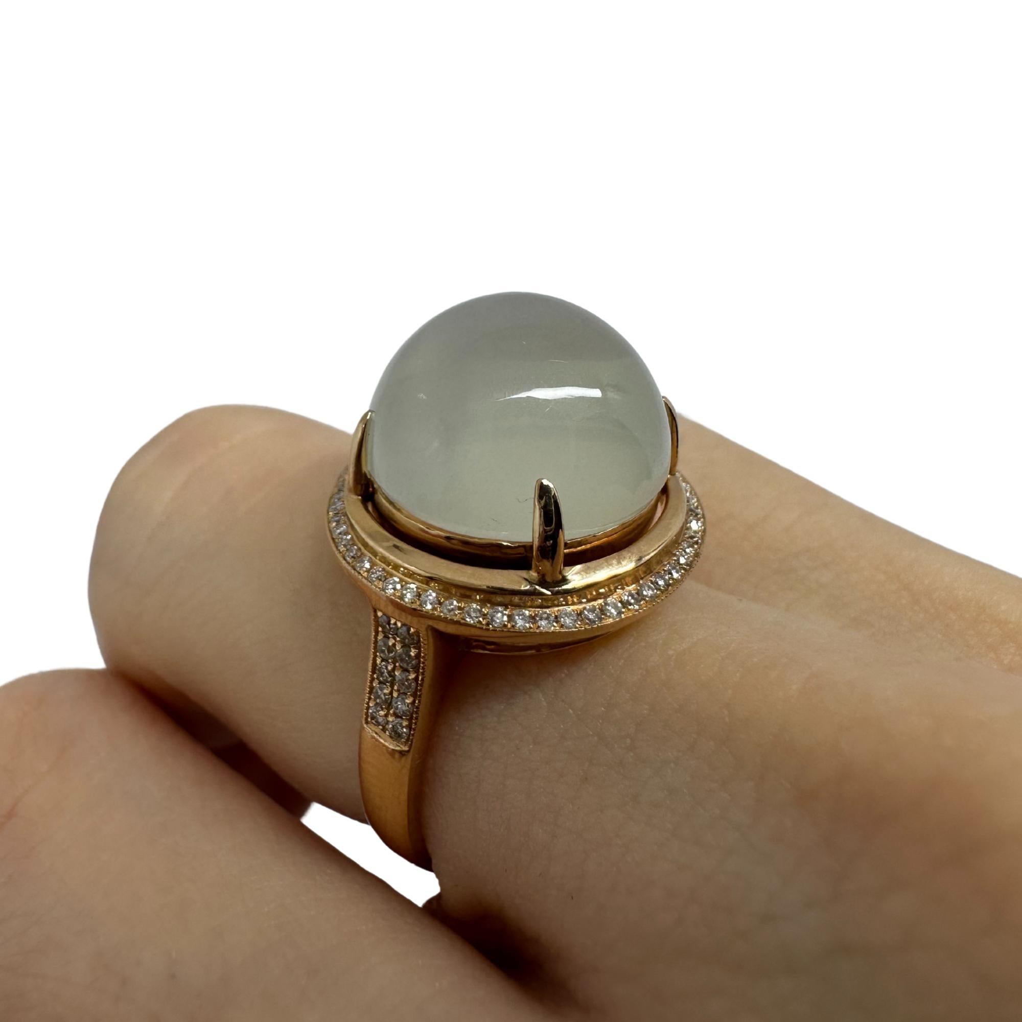 18K Rose Gold Diamond and Moonstone Cocktail Ring For Sale 2