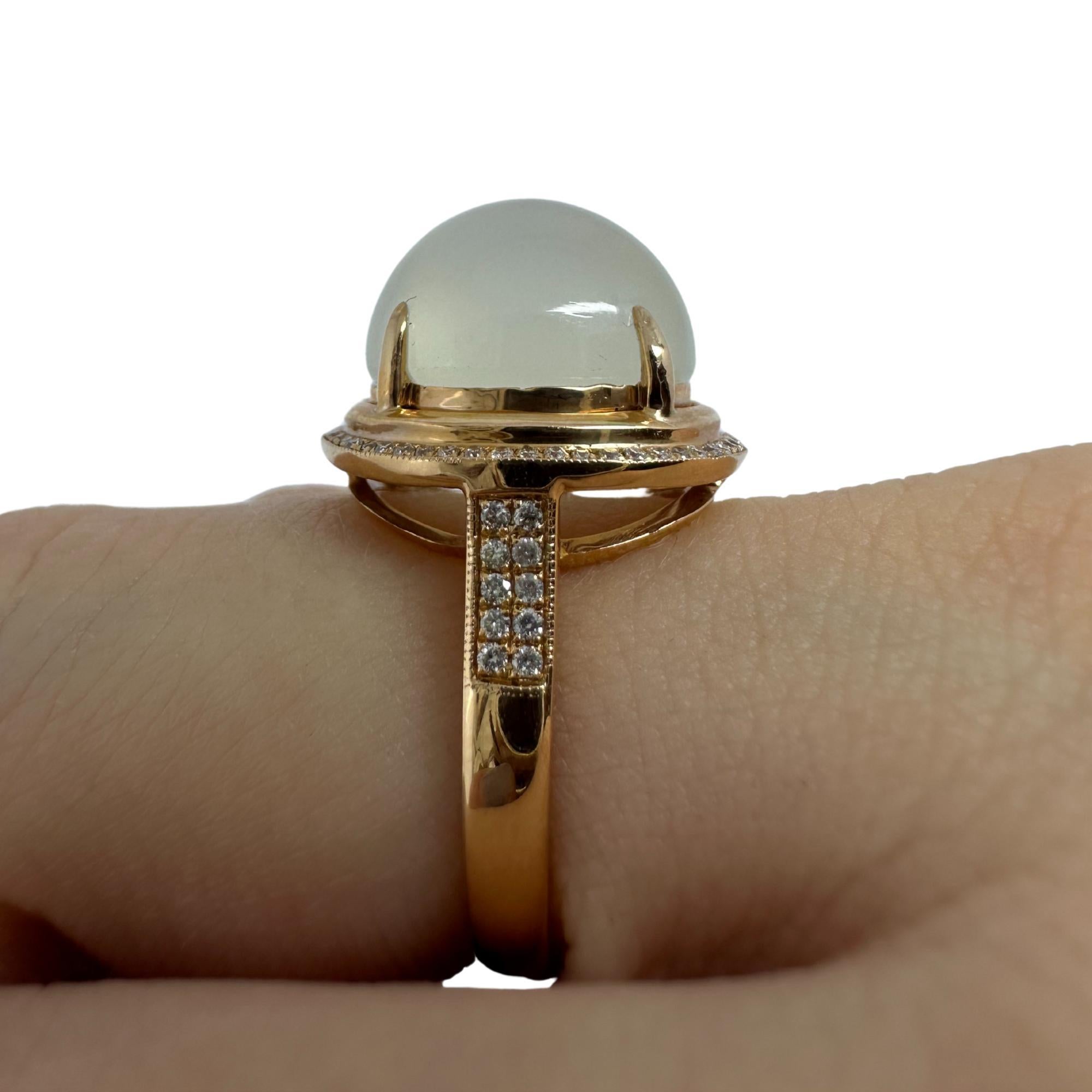 18K Rose Gold Diamond and Moonstone Cocktail Ring For Sale 3