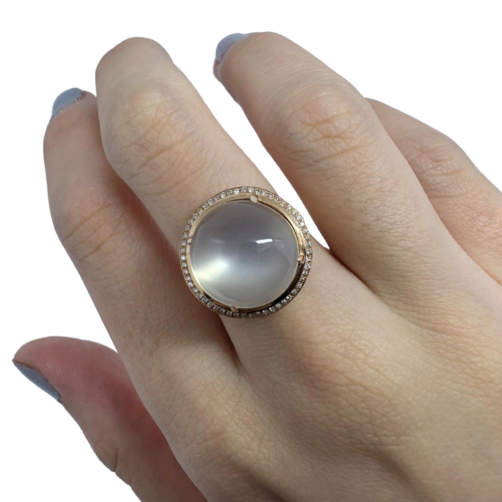 18K Rose Gold Diamond and Moonstone Cocktail Ring For Sale 4