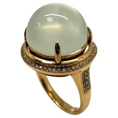 18K Rose Gold Diamond and Moonstone Cocktail Ring