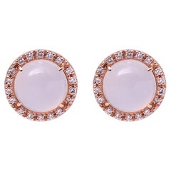 18K Rose Gold Diamond and Quartz Clip-On Earrings by Pradera, 0.21 ct.