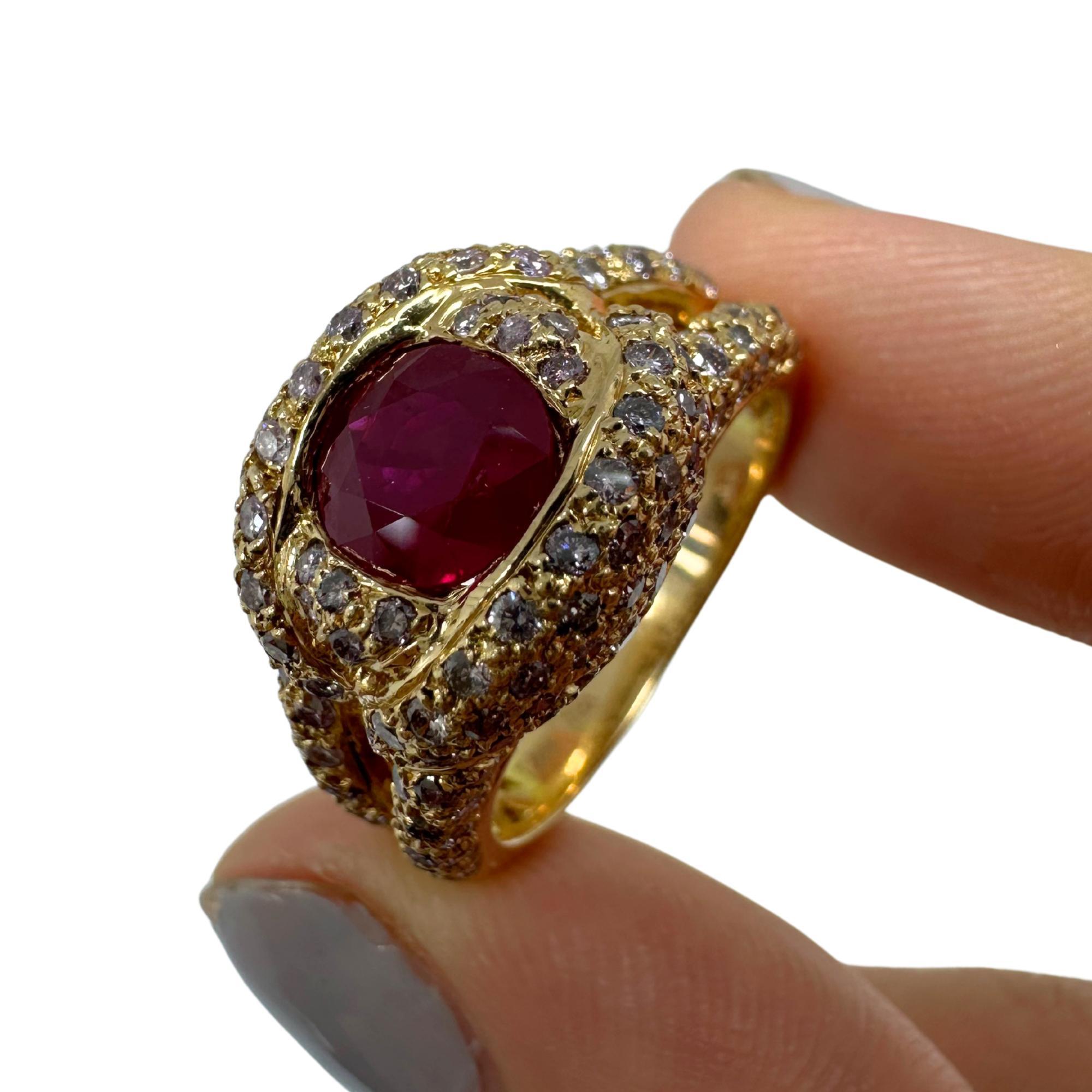 18K Rose Gold Diamond and Ruby Ring For Sale 5