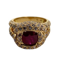 18K Rose Gold Diamond and Ruby Ring