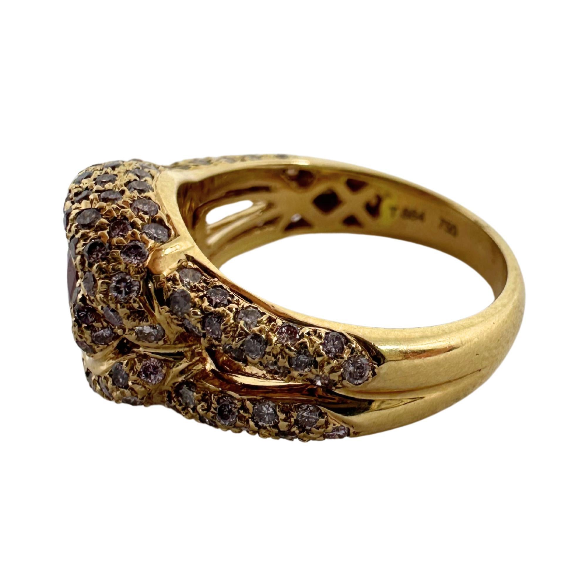 18K Rose Gold Diamond and Ruby Ring In Good Condition For Sale In New York, NY