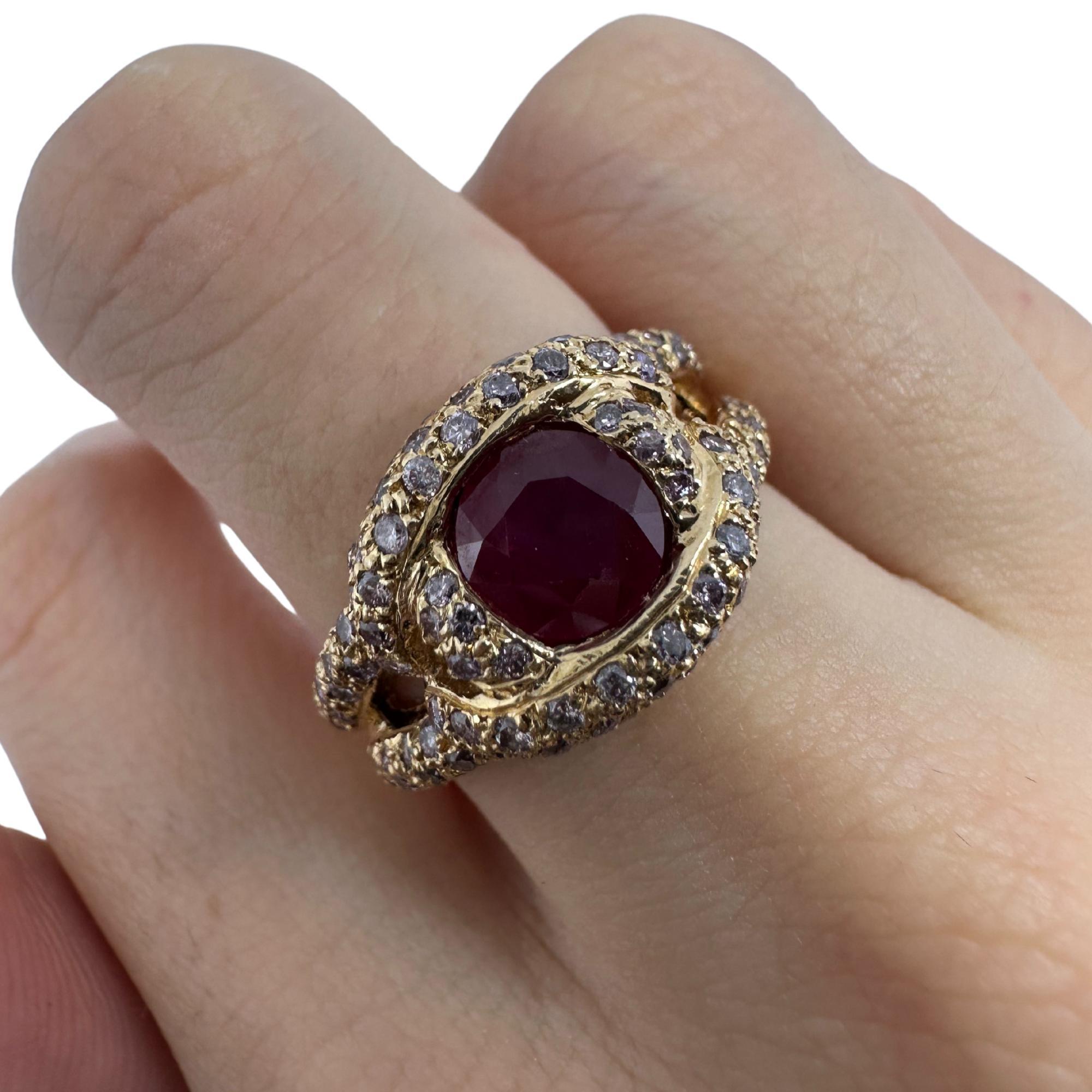 18K Rose Gold Diamond and Ruby Ring For Sale 2