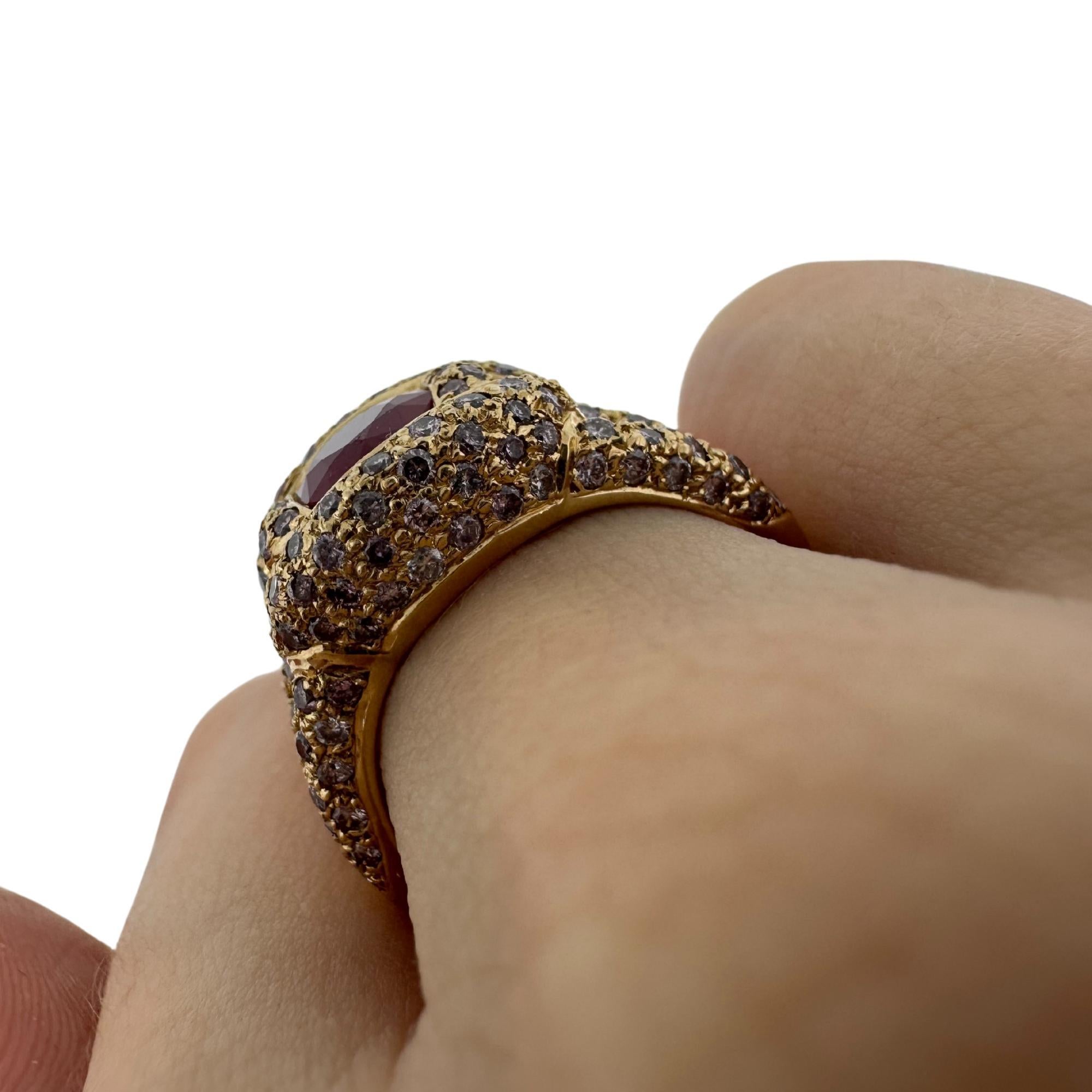 18K Rose Gold Diamond and Ruby Ring For Sale 3