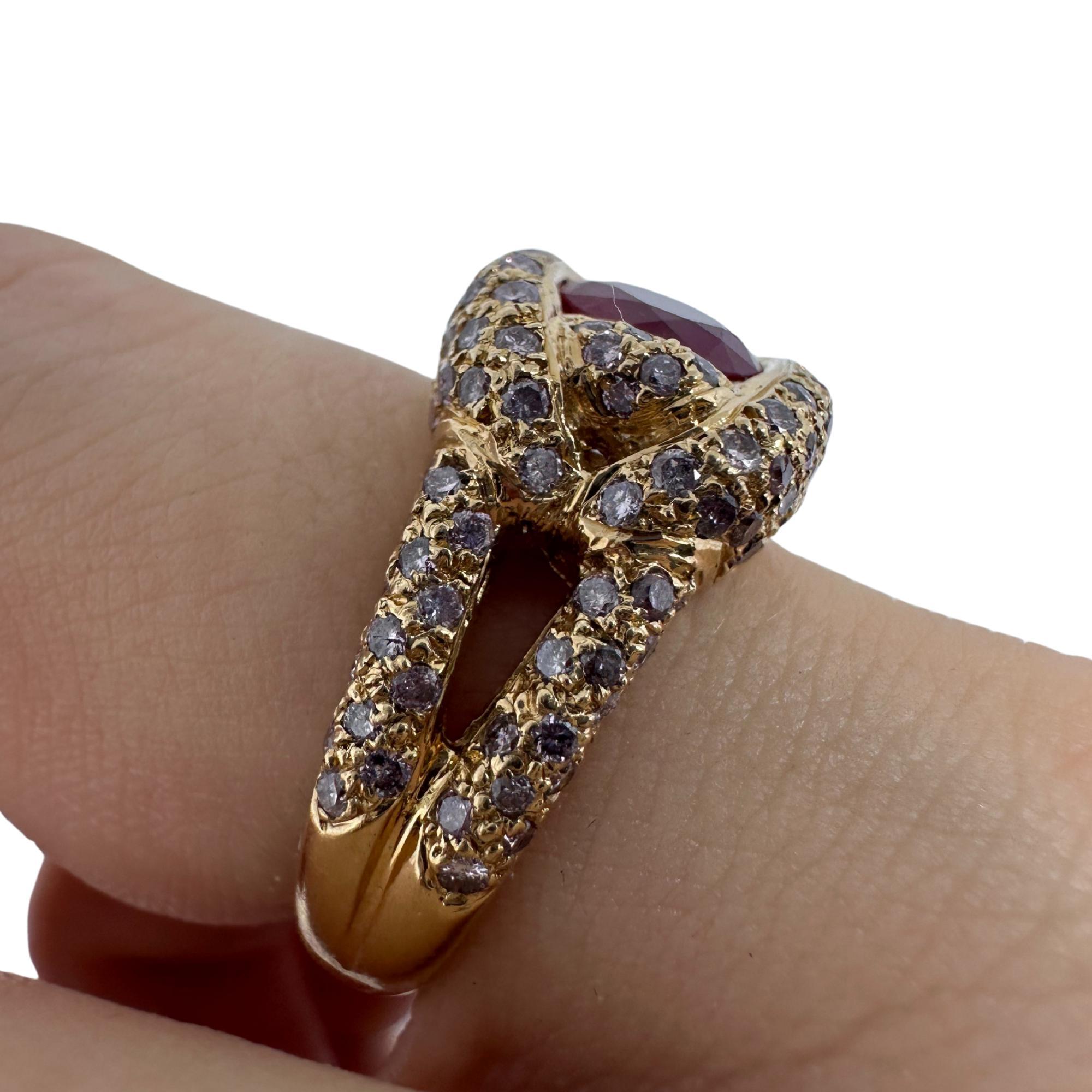 18K Rose Gold Diamond and Ruby Ring For Sale 4
