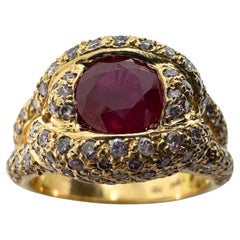 18K Rose Gold Diamond and Ruby Ring
