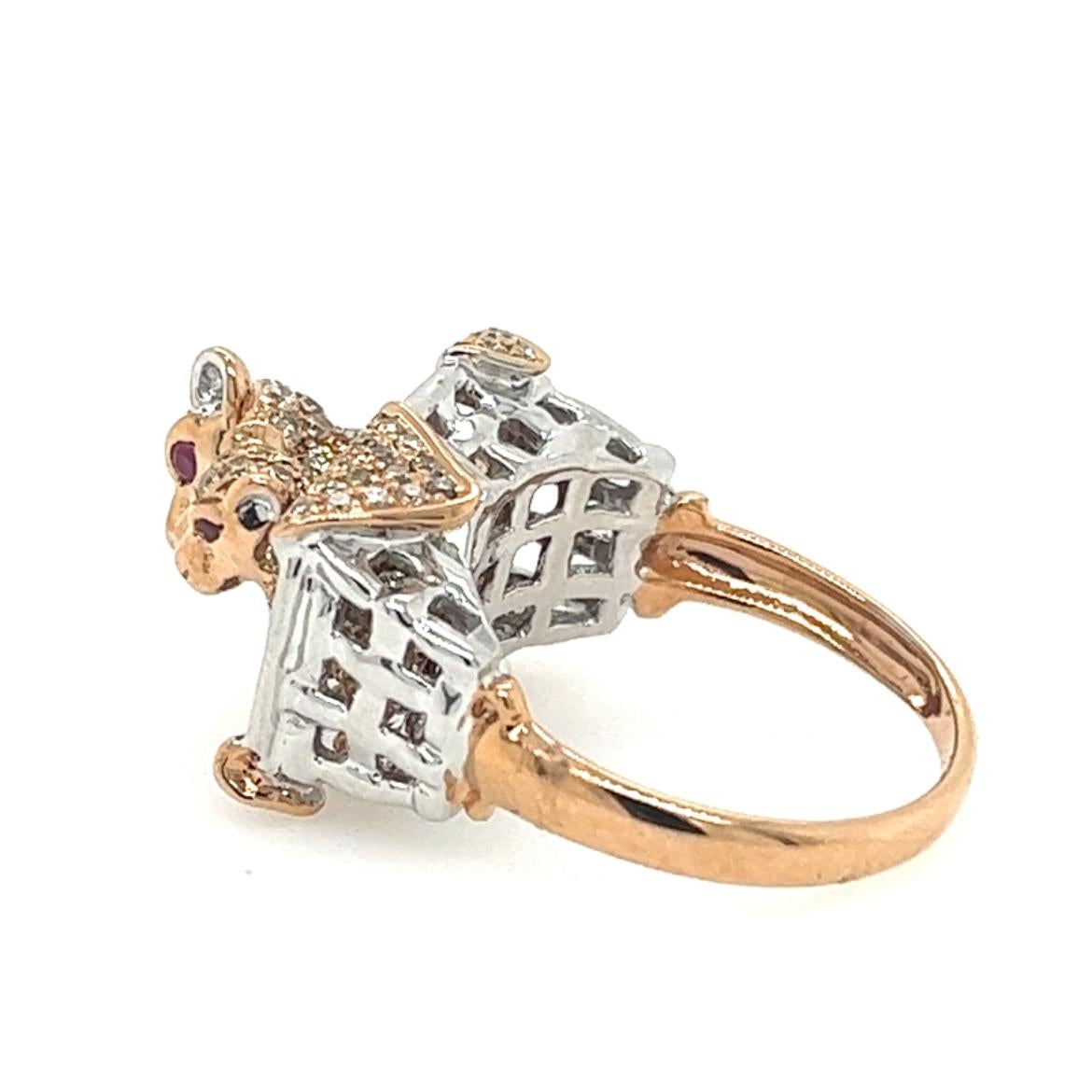 Modern 18K Rose Gold Diamond Baby Leopard Ring For Sale