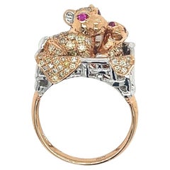 18K Rose Gold Diamond Baby Leopard Ring