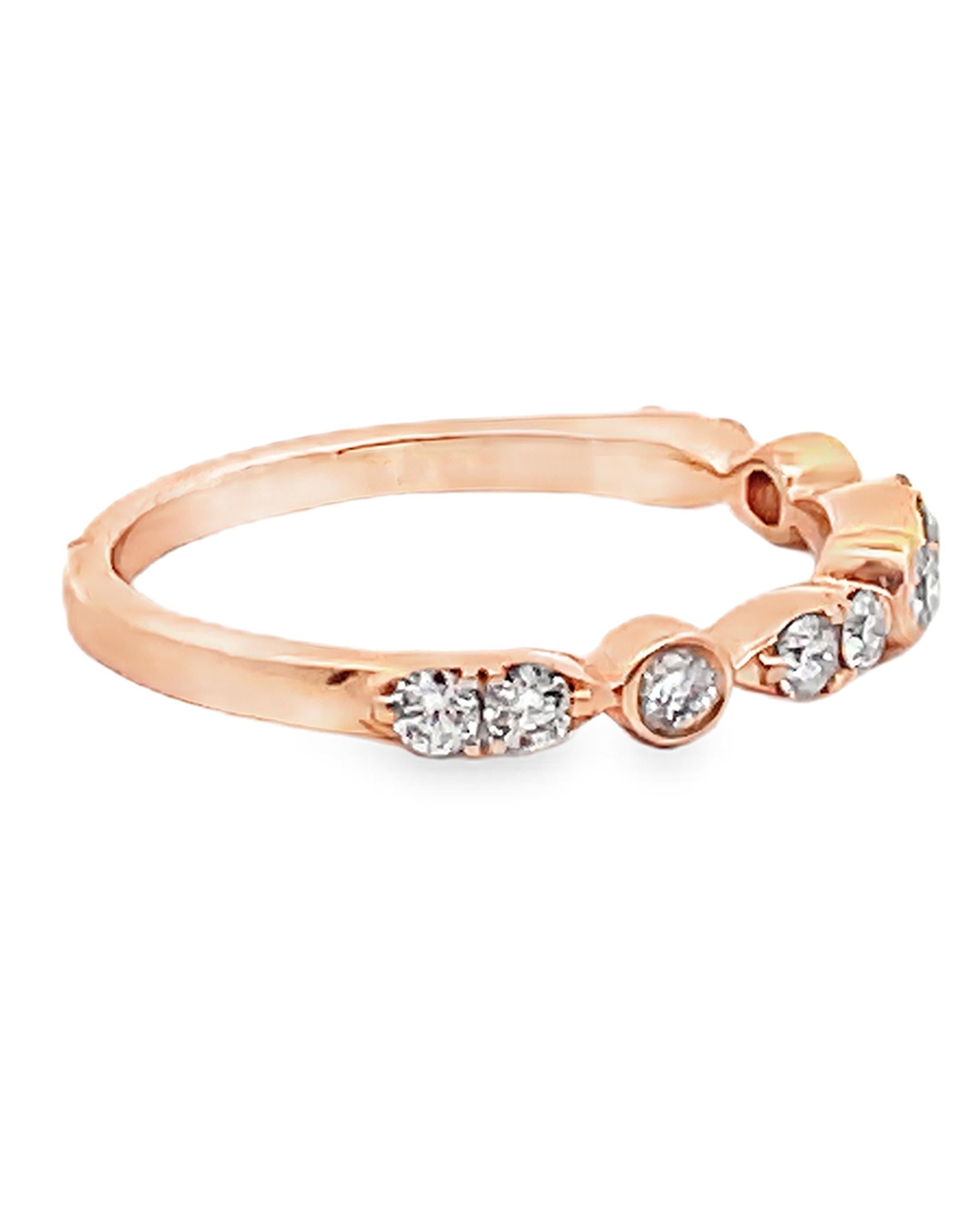 18K Rose Gold Diamantband (Rundschliff) im Angebot