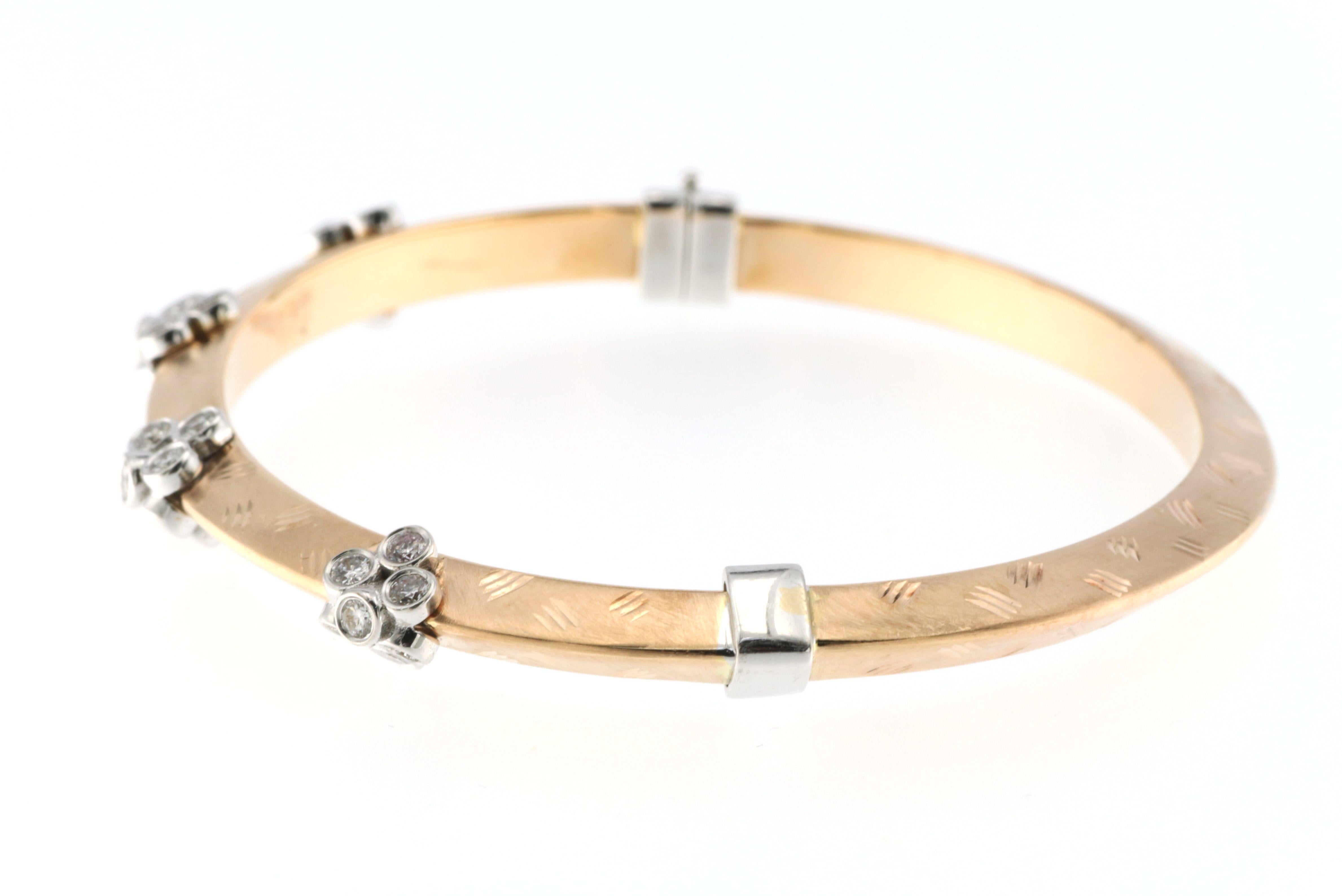 1 Carat Diamond Bangle in 18 Karat Rose Gold In New Condition For Sale In Hong Kong, HK