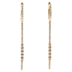 18K Rose Gold Diamond Bar Drop Earring