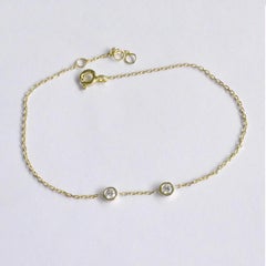 18k Gold Diamond Bezel Bracelet Diamond Duo Bracelet