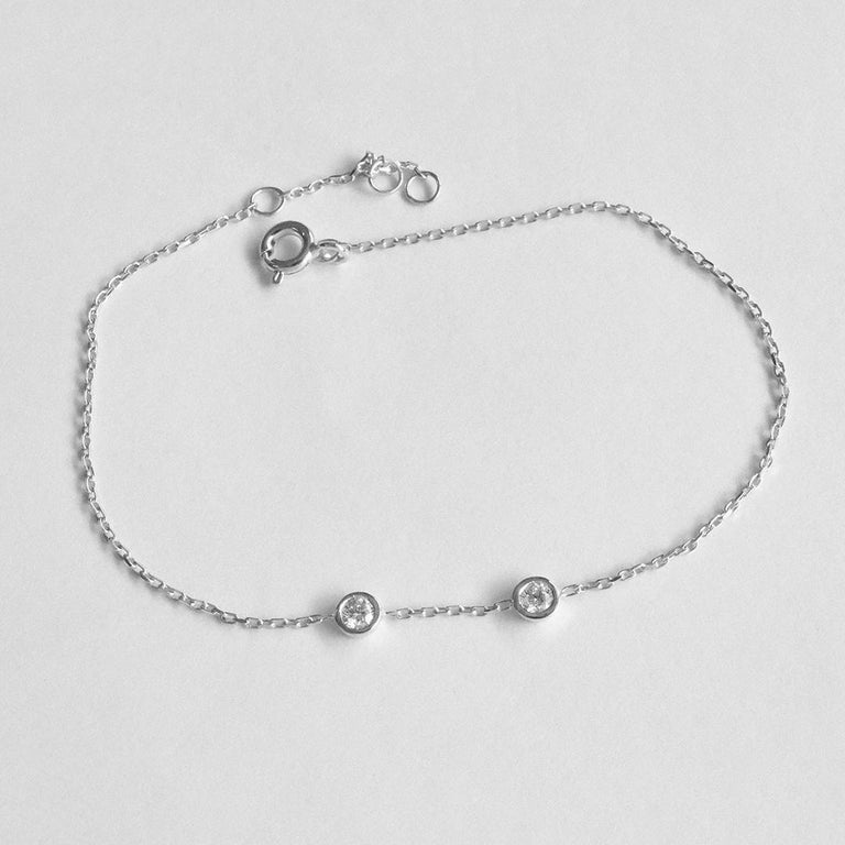 18k Gold Diamond Bezel Bracelet Diamond Duo Bracelet For Sale at 1stDibs