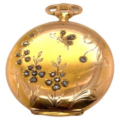 18K Rose Gold Diamond Bezel Flower Butterfly Locket