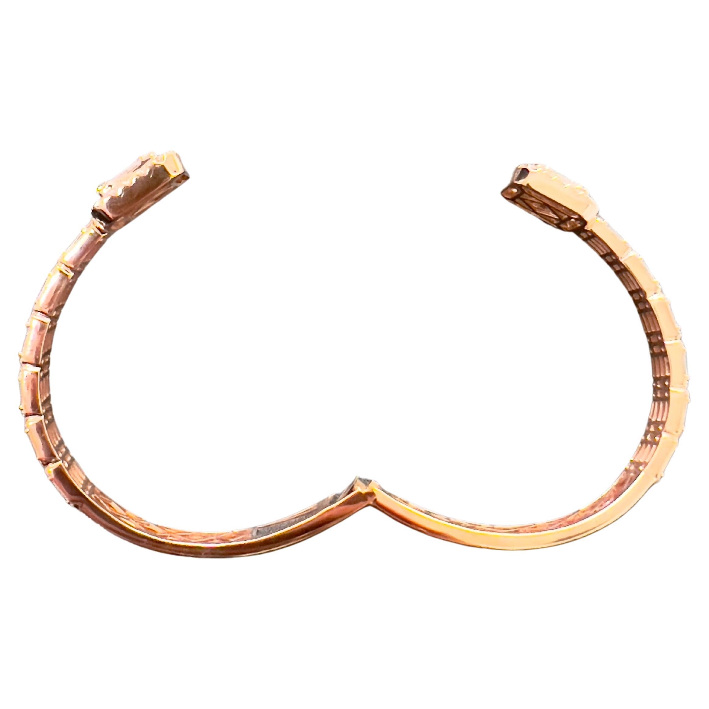 18k Rose Gold Diamond Bypass Style Bangle In New Condition For Sale In Carrollton, TX